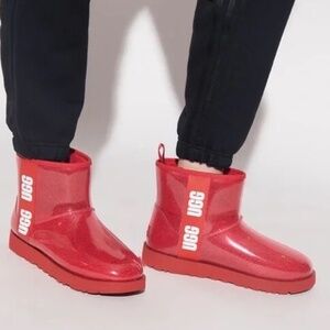 UGG Classic Clear Mini Boot Red NEW Winter Snow Waterproof Size 5